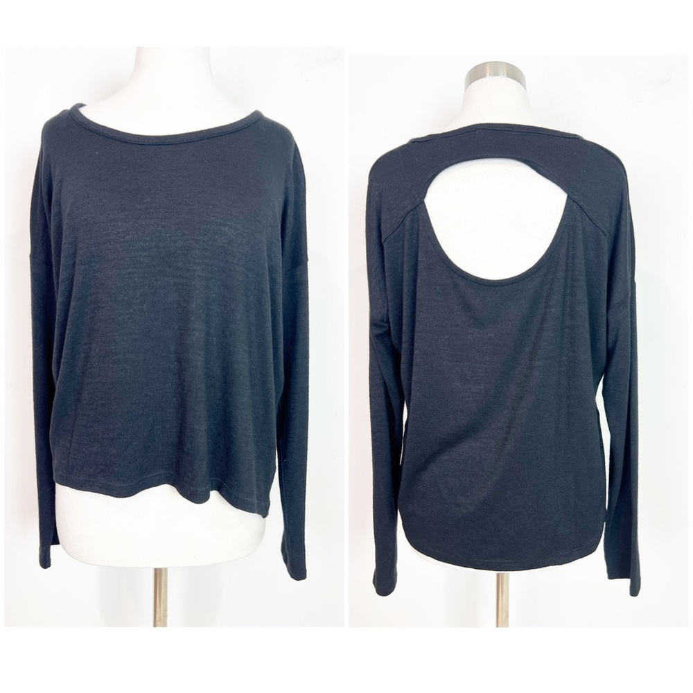 RAG & BONE BLACK KNIT LONG SLEEVE OPEN BACK SHIRT WOMENS SZ MEDIUM